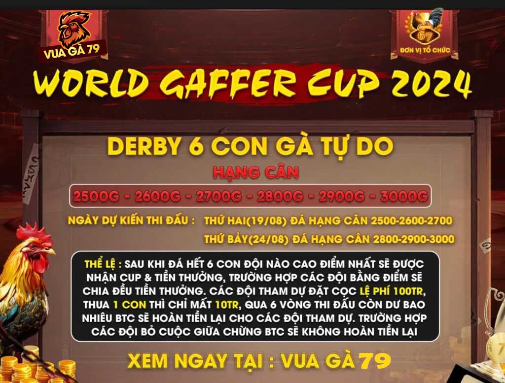derby 6 con gà tự do 19 - 24/08